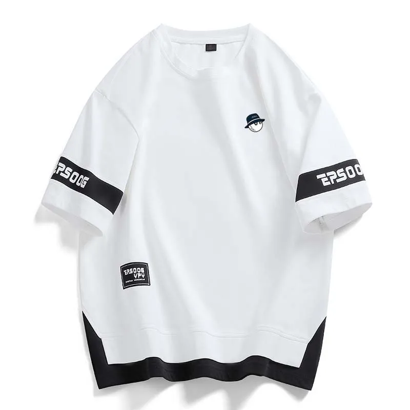 

T-shirt For Men Wear Golf Short Shirt Sleeved Street Men's Youth Loose Round Neck Fake Color Contrast