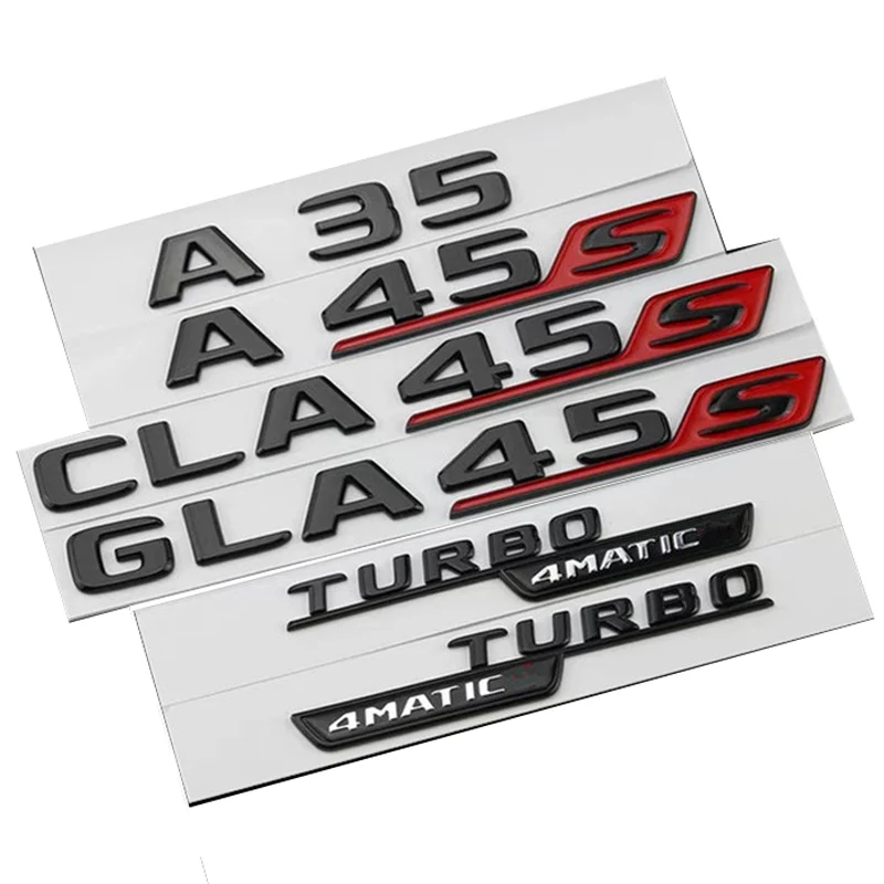 

3D черные буквы для автомобильного багажника Наклейка на эмблему Mercedes Benz A35 A45 A45S CLA45S GLA45S AMG W176 W177 C117 W117 C118 аксессуары