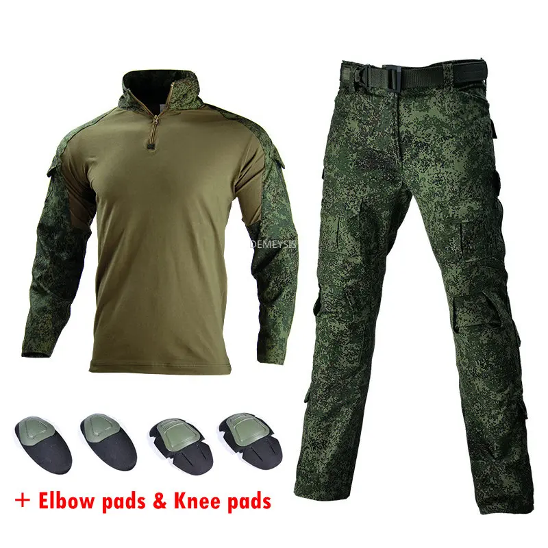 

Tactical Camouflage Uniform with Elbow Knee Pads Airsoft Paintball Military Training Suits Shooting Hunting T-shirt Cargo Pants