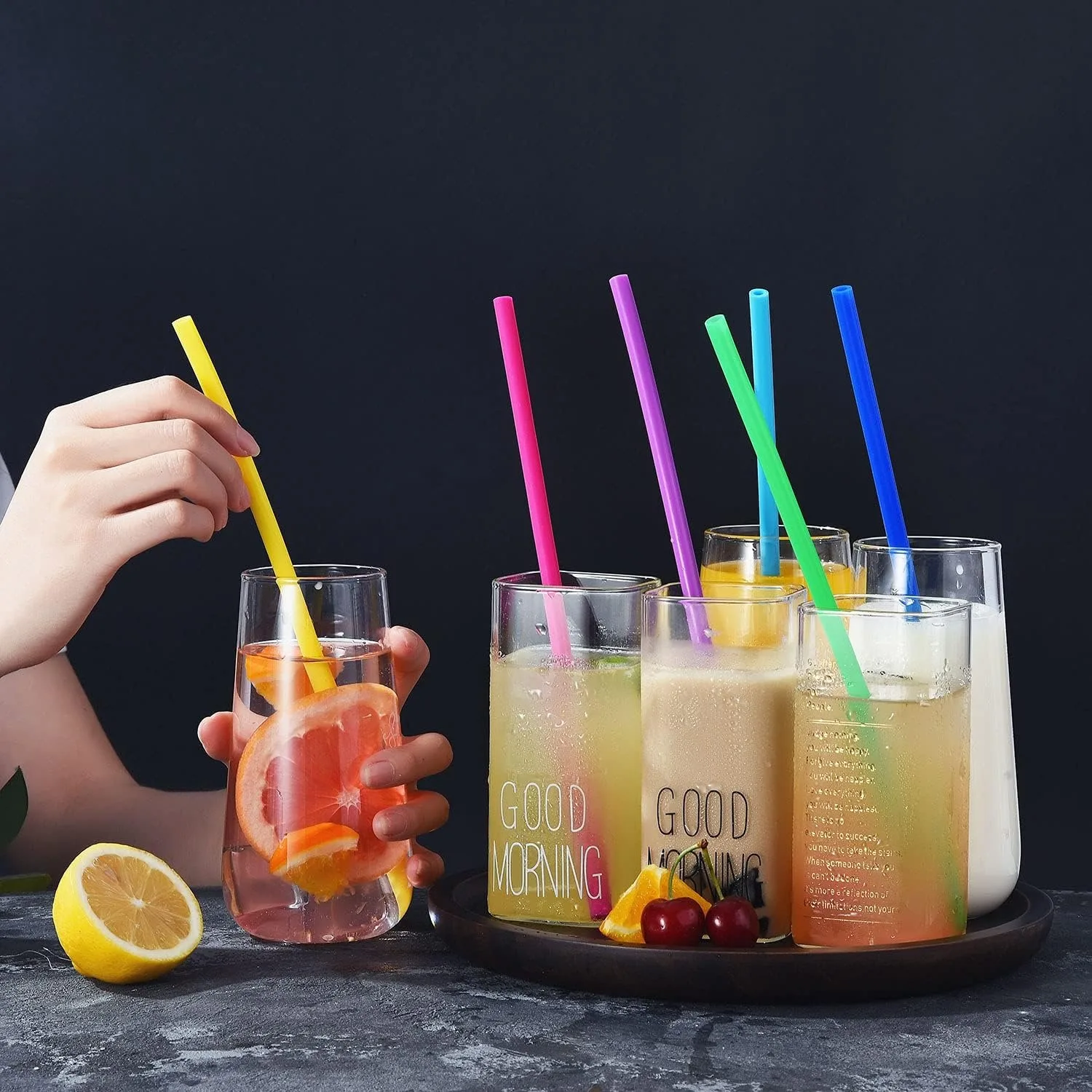 Многоразовые силиконовые соломинки 15 длинных гибких соломинок для стекла