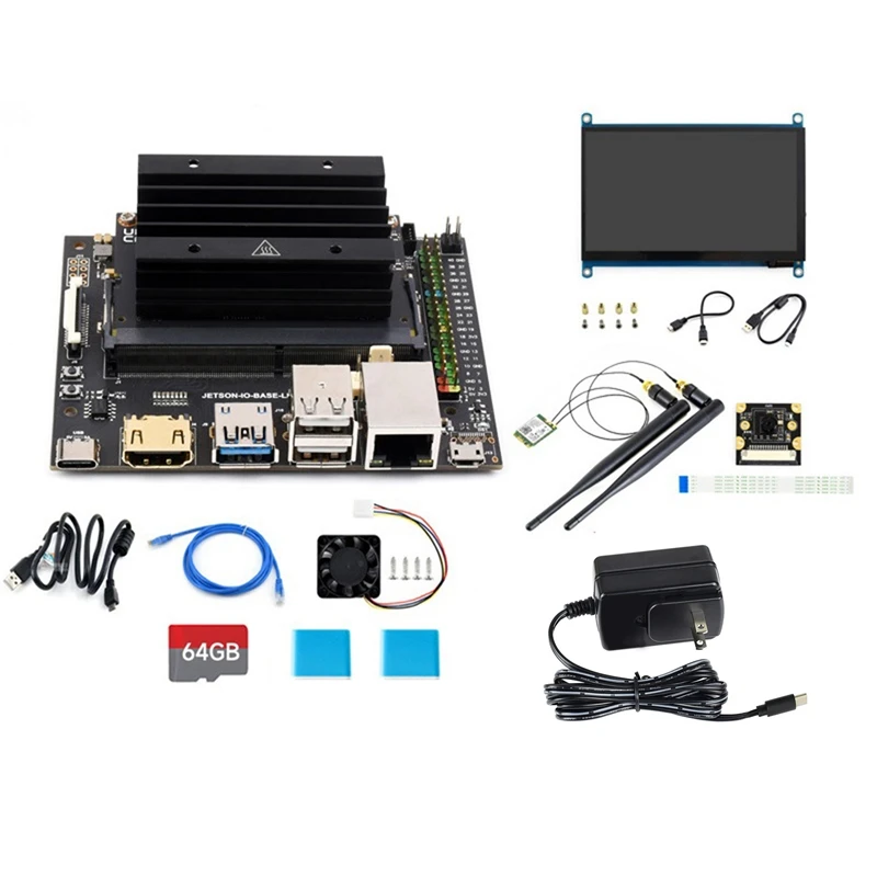 

For Jetson Nano 4G Lite DEV Kit+Core Board+64G SD Card+Cardreader+7Inch Display Screen+Camera+Network Card+Power
