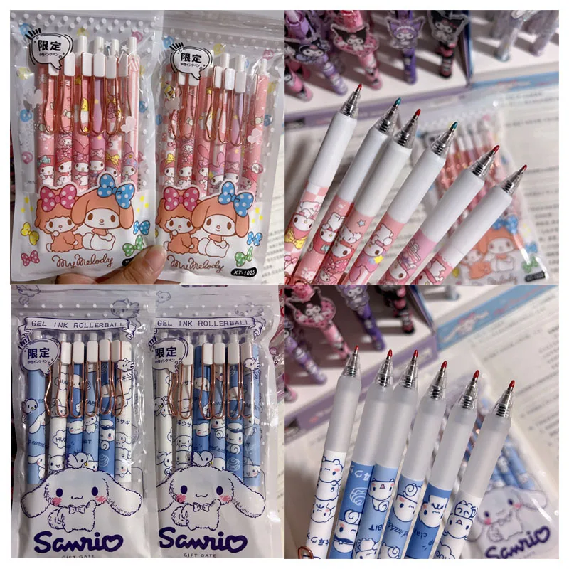 

25 см мультяшная кавайная Sanrios Милая моя мелодия Cinnamoroll ручка с прессом нейтральная ручка розовое сердце для девушки 0,5 черная ручка для подпи...