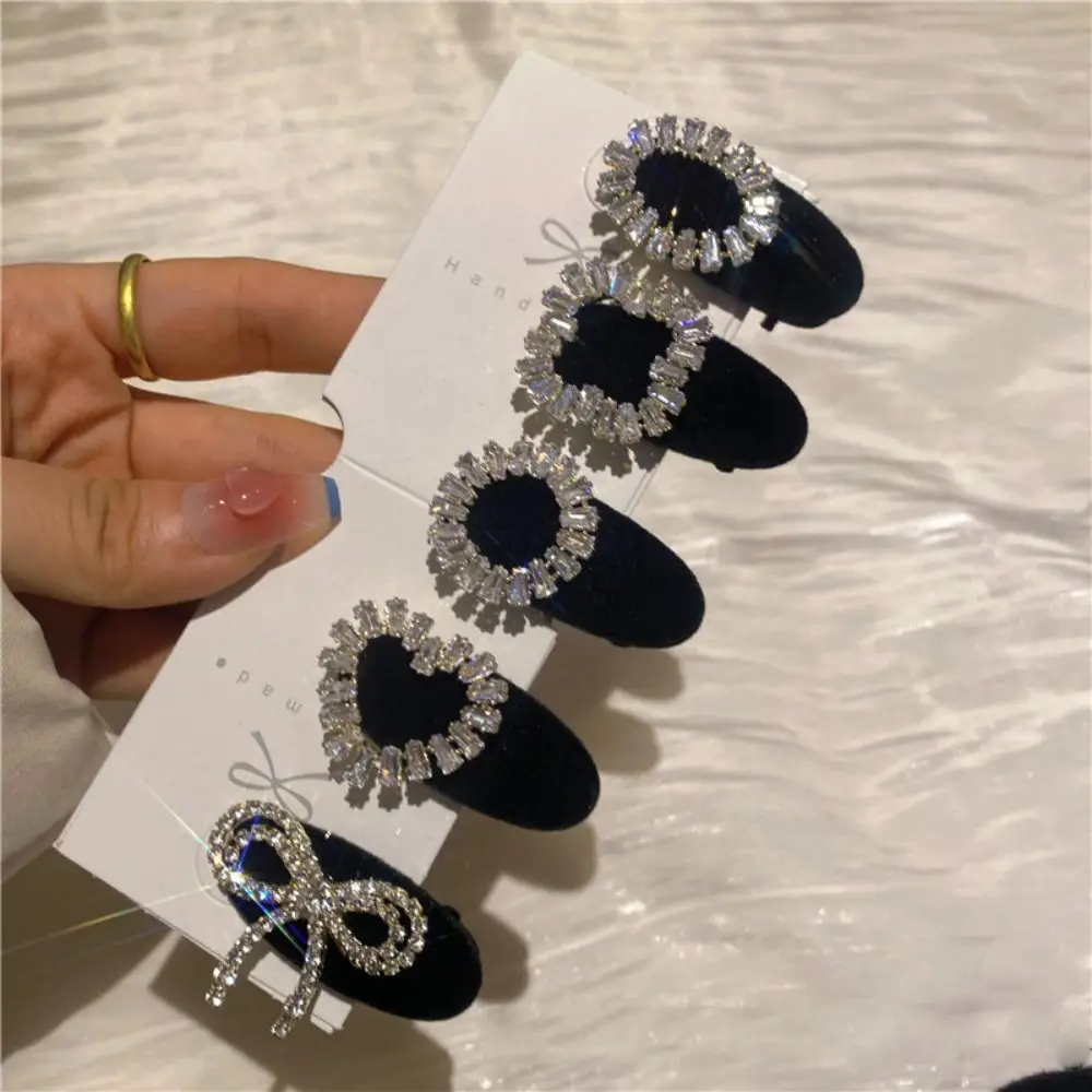 

Bow Luxury Zircon BB clip Hairband Rhinestone Korean Style Hairpin Velvet Duckbill Clip Sweet Barrettes Girls Hair Clip