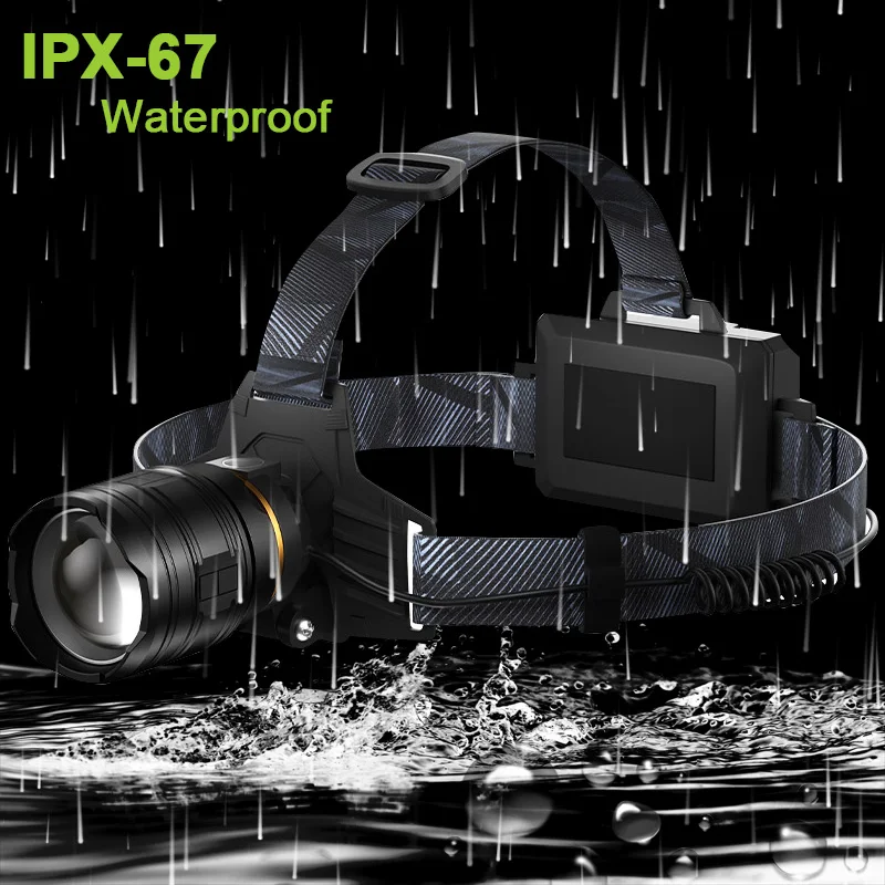 Фото Сверхмощный светодиодный налобный фонарь XHP360 90000000LM, фонарь XHP120 высокой мощности, перезаряжаемый налобный фонарь, 3*18650 USB, лампа для рыбалки №5