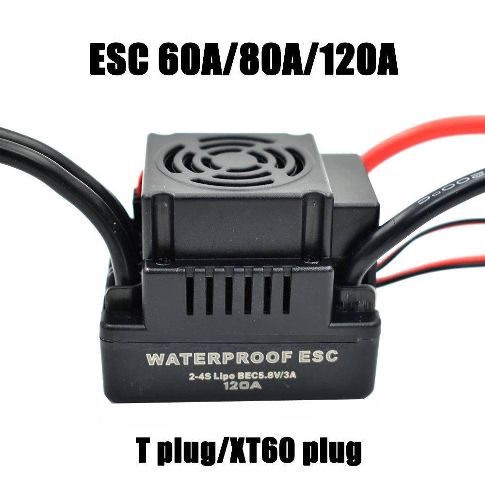 Водонепроницаемый Бесщеточный Регулятор скорости ESC 60A 80A 120A с 5,5 В/3A BEC для радиоуправляемого автомобиля 1/8 1/10 1:10 Водонепроницаемый Бесщеточный Регулятор скорости ESC 60A 80A 120A с 5,5 В/3A BEC для радиоуправляемого автомобиля 1/8 1/10 1:10
