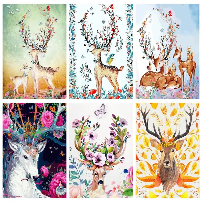 RUOPOTY масляная живопись по номерам Лось ручная роспись простая Акварельная