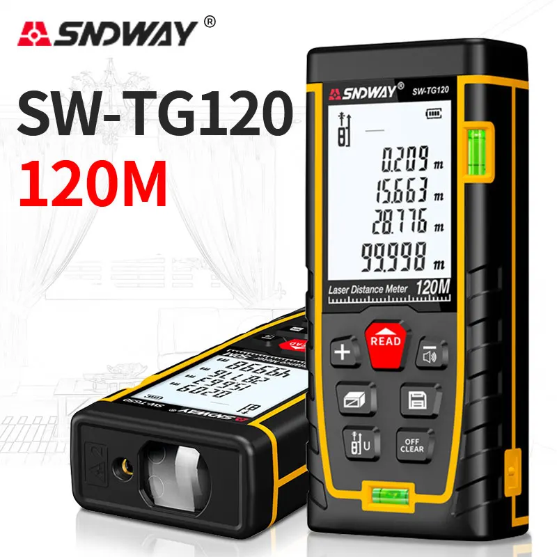 SNDWAY Laser Rangefinder High Precision Laser Distance Meter Measuring Tape Roulette Trena Metro Double Level Construction Tools