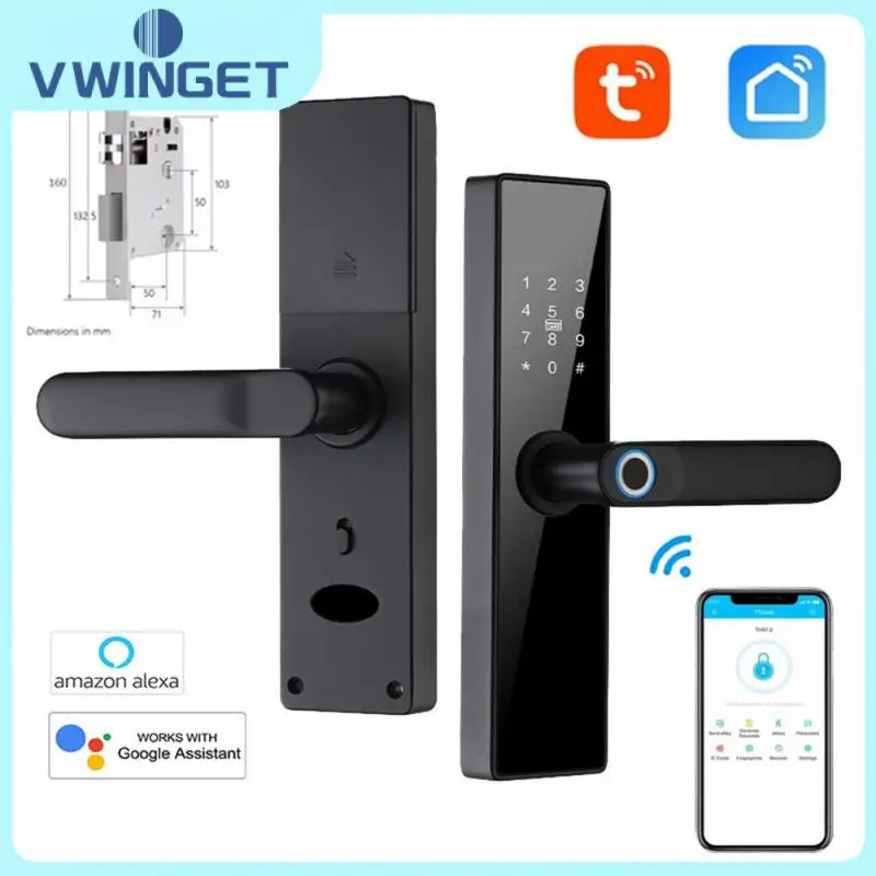 

Wifi Electronic Door Lock Fingerprint Door Lock Voice Support Tuya Multi-language Password Lock Security Protection Tuya Wifi