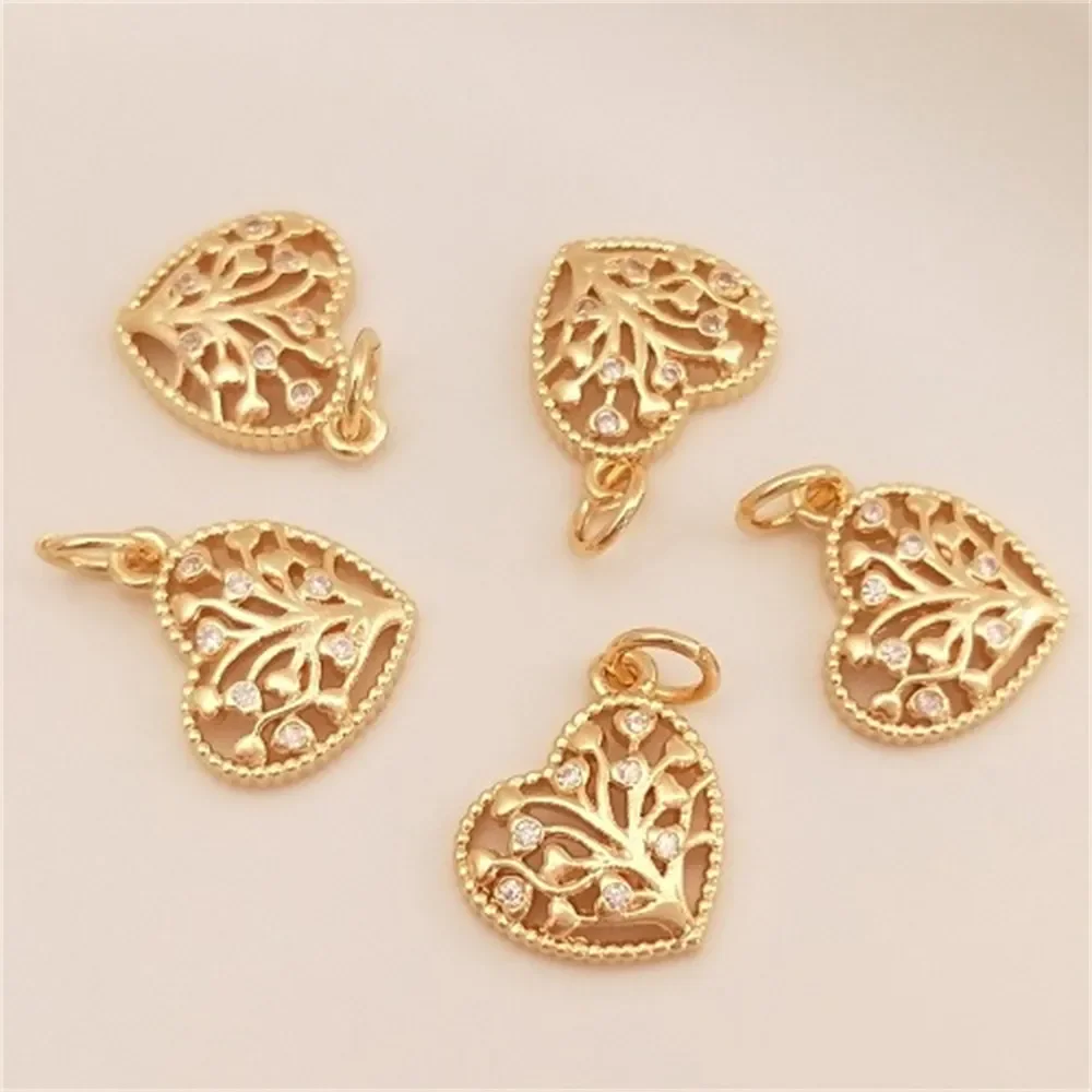 Древо жизни 14-каратное золото заполненное микроинкрустацией цирконом подвеска в