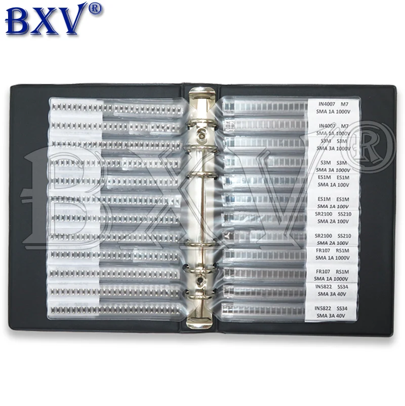 

33Values 825PCS 1650PCS SMA Rectifier Diode Sample Book SF18 1N5824 1N4007 SS220 RS1G SS24 RS1M ES1D SS26 SS36 Assortment Kit