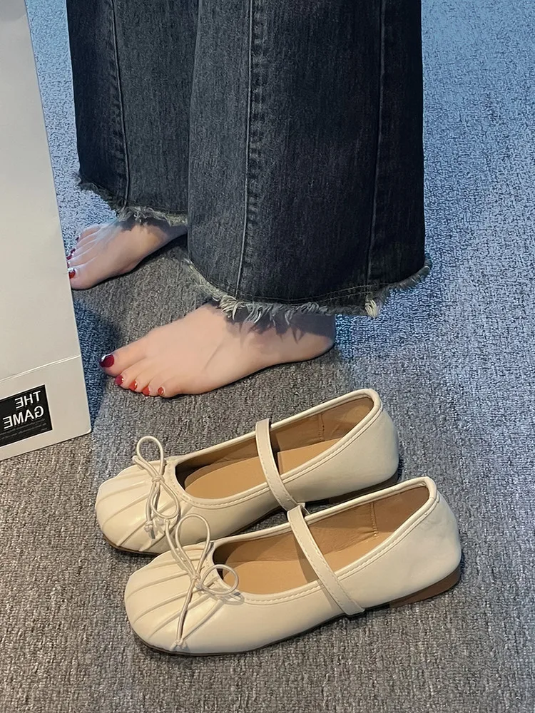 

Туфли женские на низком каблуке, элегантная мягкая обувь с бантом, с закрытым носком, удобные модельные туфли-бабочки в римском стиле, Basi, лето 2023