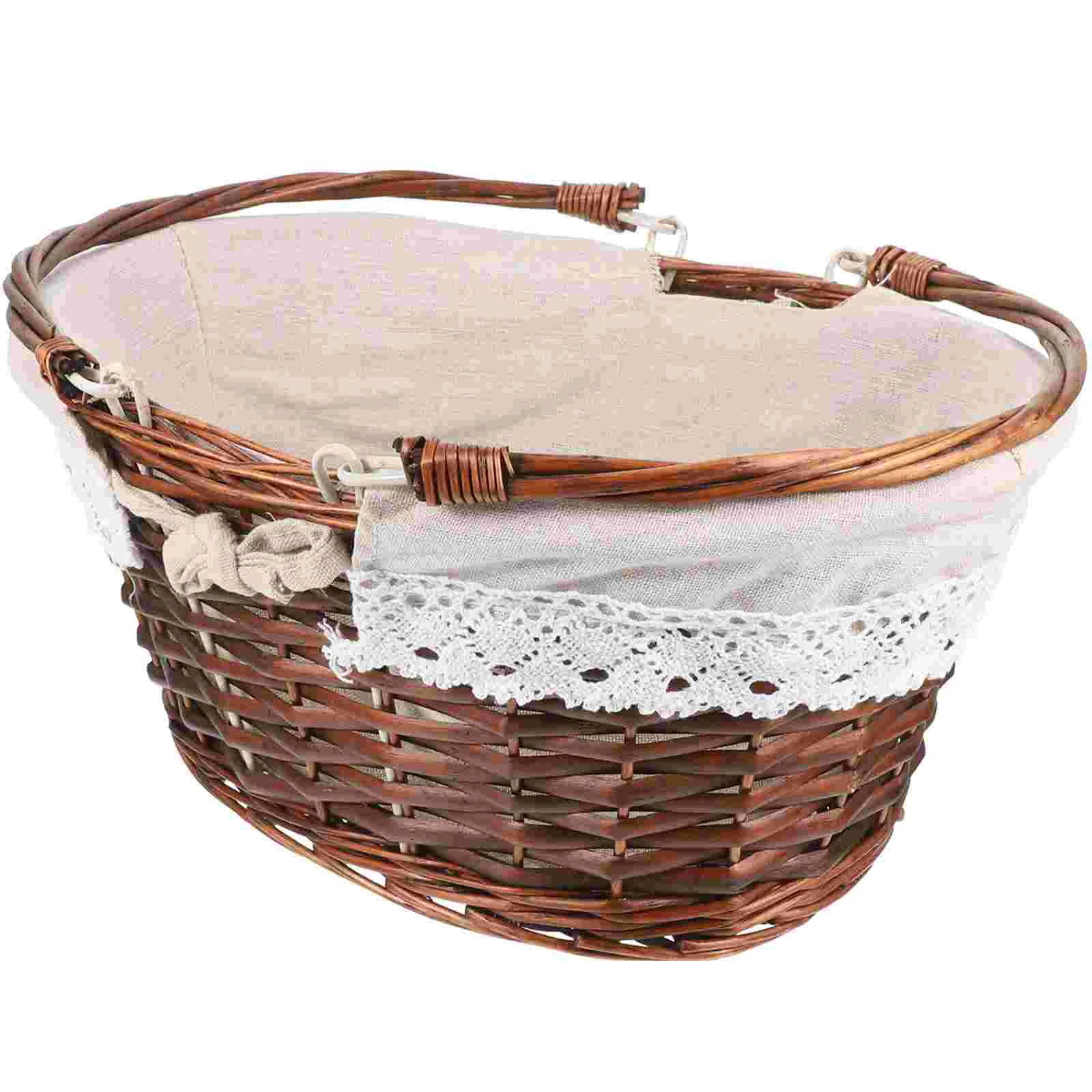 

Picnic Handle Woven Basket Fruits Basket Handled Woven Fruits Storage Basket