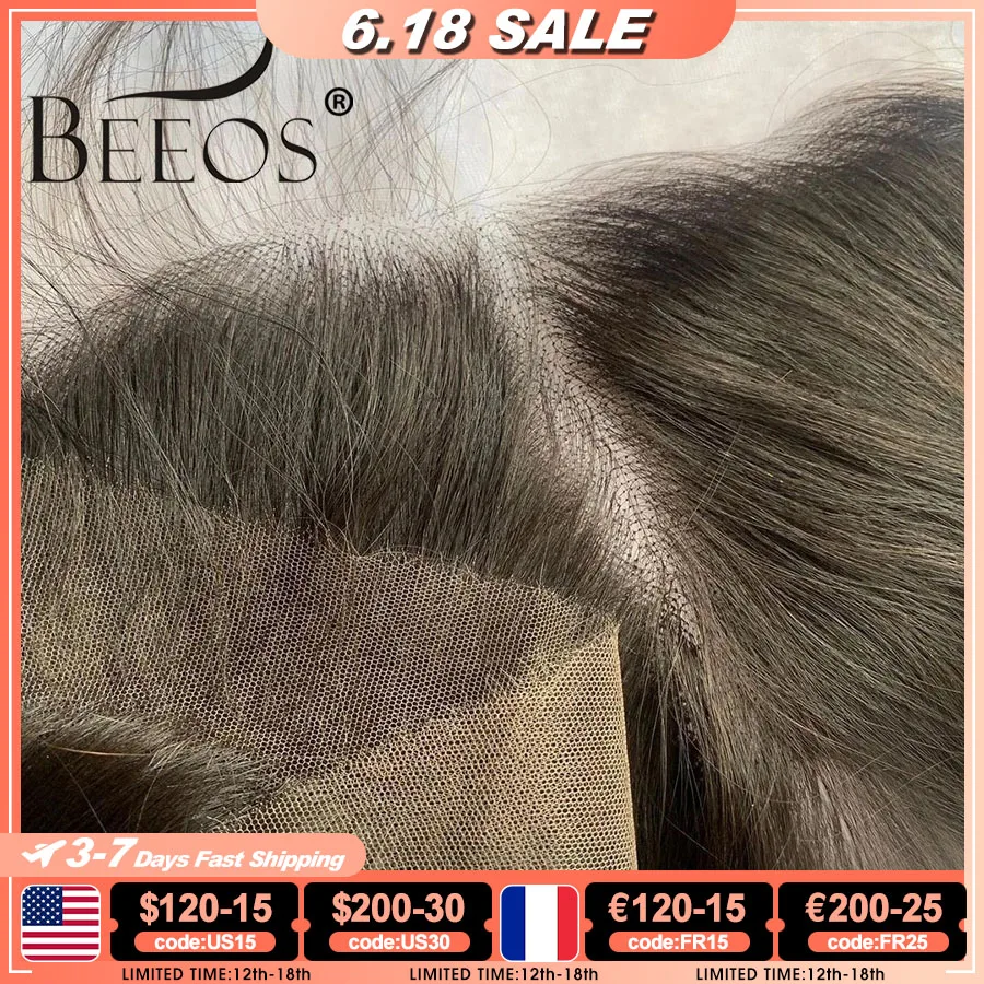 BEEOS Skinlike 13x6 HD lace Frontal Only Ear to Ear HD Transparent Lace Straight 5X5 HD Lace Closure Only Pre Plucked Human Hair