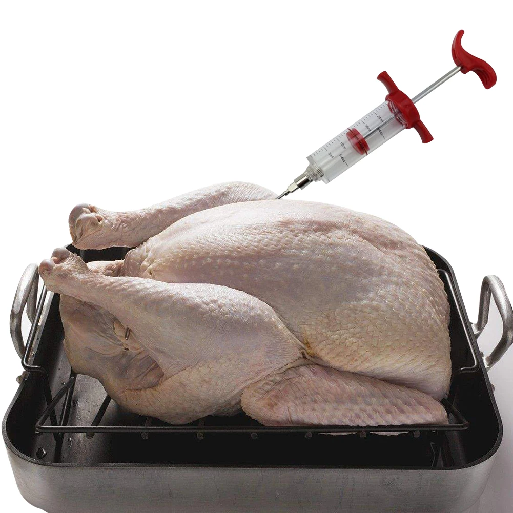 Шприц для барбекю мяса маринада инжектор домашней птицы индейки курицы прибор