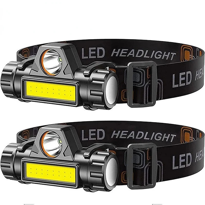 New Rechargeable Headlamps Head Lamp Headlight Waterproof 2500lm Cob Led Built In Usb Rechargeable 18650 Battery Working Light