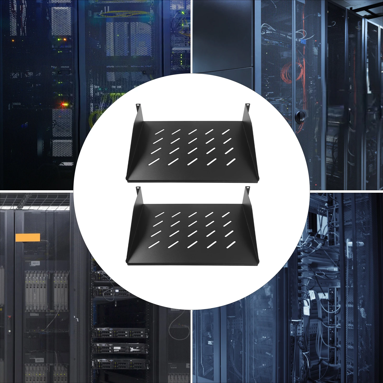 

2 Pack - 19" 2U Cantilever Data Server Network Rack Mount Vented Shelf