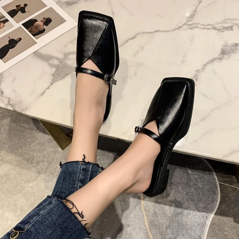 

Shoes for Women 2023 High Quality Mules Women's Slippers Fashion Elegant Casual Slippers Women Solid Closed Toe Shoes Female