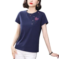 2022 summer new fashion 100 cotton t shirt woman short sleeve o neck t shirt women shirt top woman korean style plus size shirt