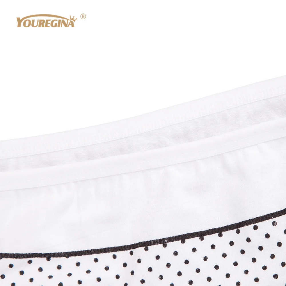 YOUREGINA Women Underwear Cotton Panties Plus Size Middle Waist Dot Print Cute Briefs Ladies Breathable Intimates 6 pcs/lot