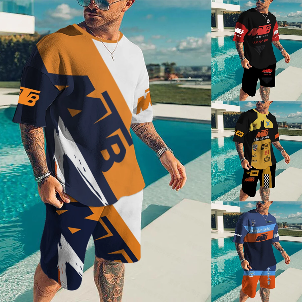 

2022 Men Summer Jersey 3D Printed T-shirt Suit Men's Harajuku Shorts Set Sportswear Essentials Tracksuit O Neck Men's Tracksuit