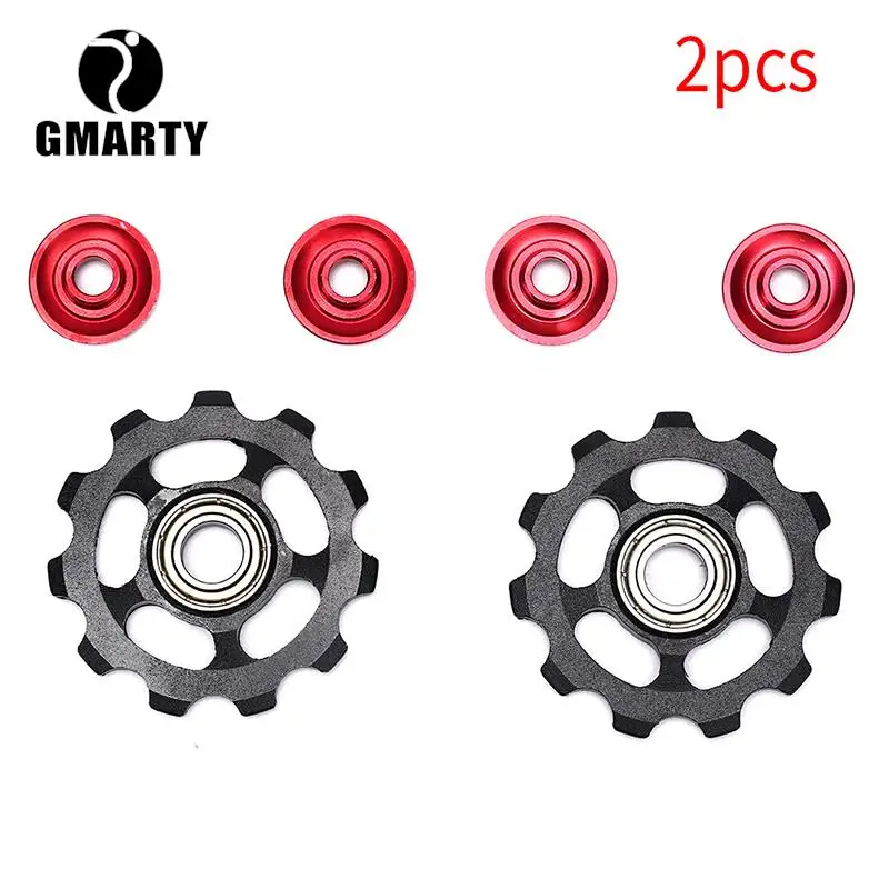 

2pcs Outdoor Bicycle Parts 11T Ultralight MTB Aluminum Alloy Bike Bearing Jockey Wheel Rear Derailleur Pulleys