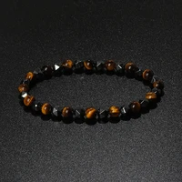 minimalism facted irregular hematite bracelet men tiger eye lava spacer beaded bracelets prayer enegry healing jewelry pulsera