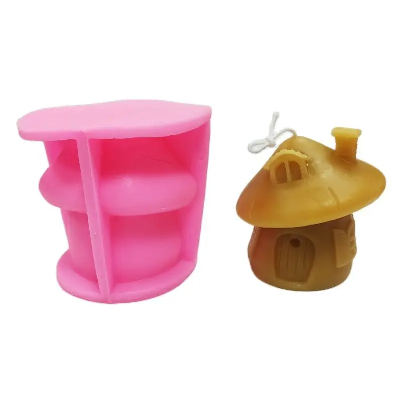 

3D Mushroom House Silicone Mold for Food Grade Cookie Biscuit Resin Polymer Clay Fondant Candy Wax Soap Mold M444