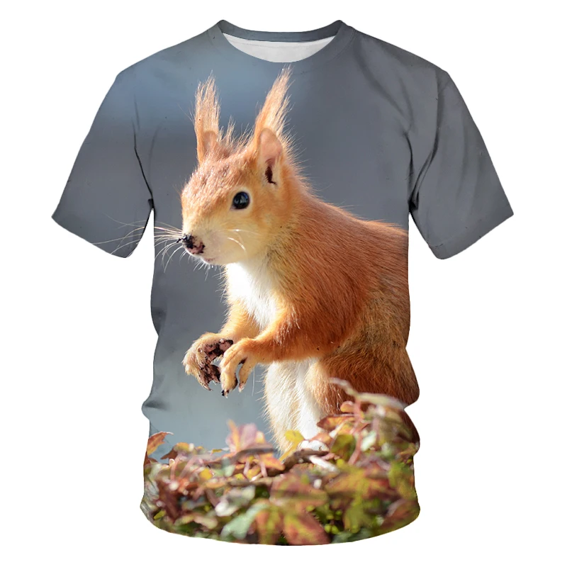 

New Summer Tide Squirrel Picture Men T-Shirts Casual 3D Print Tees Hip Hop Personality Round Neck Short Sleeve Tops