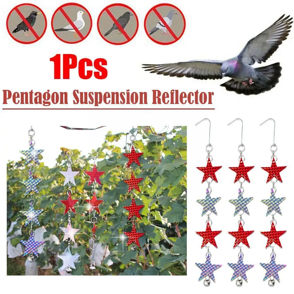 

1pc Adhesive Anti Bird Reflective Sticker Five-pointed Repeller Garden Reflective Scare Repeller Star Ornament Film F9v3