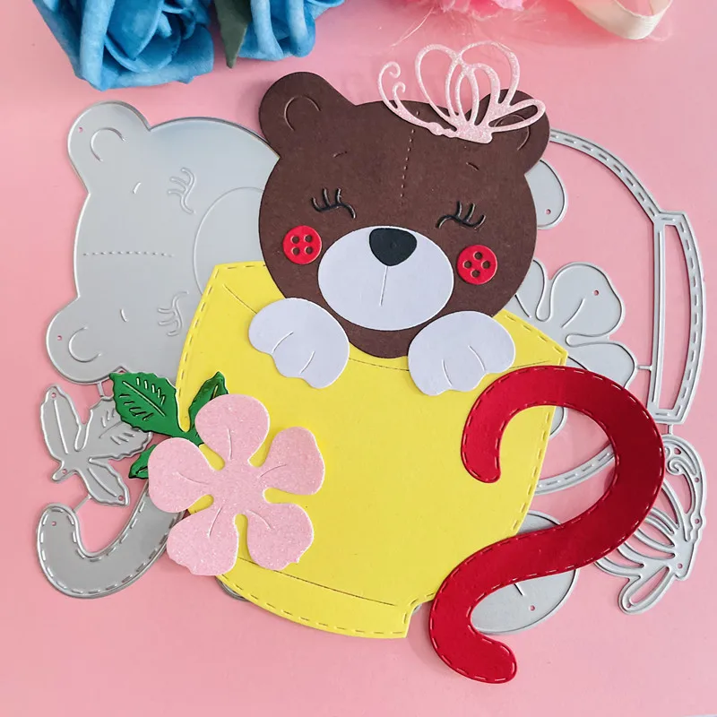 Милая животная чашка медведь украшение штампованные металлические штампы