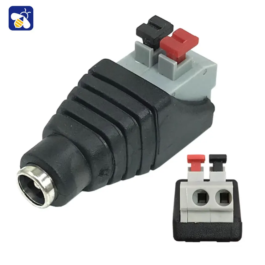 

Solderless press type DC power connector male and female butt plug 12V monitor video 5.5*2.1MM connection terminal