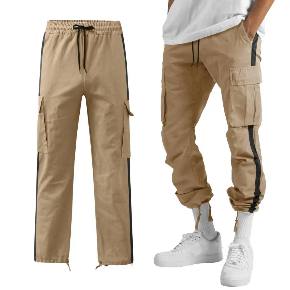 

Stylish Full Length Men Trousers Men Cargo Pants Drawstring Keep Trendy