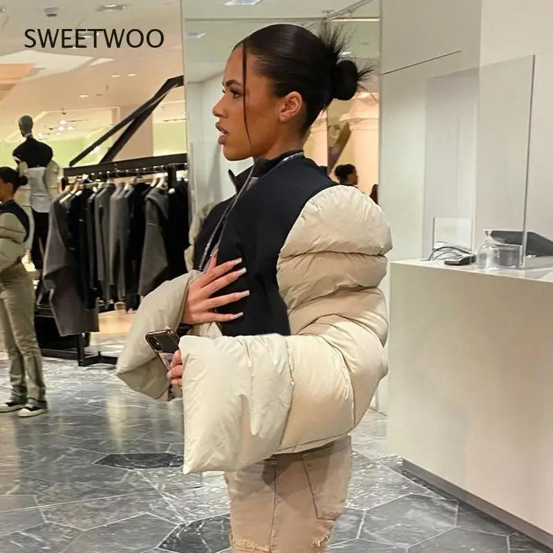 European and American style winter 2021 new down padded jacket slim warm stitching jacket women