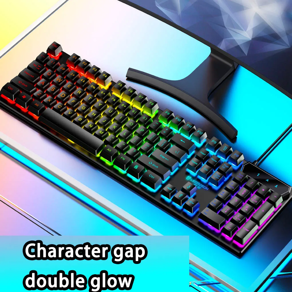 

Keyboard Gaming Wired Mechanical Backlit Rainbow Glow Waterproof Backlight Gamer Business Matching Colorful Cool White