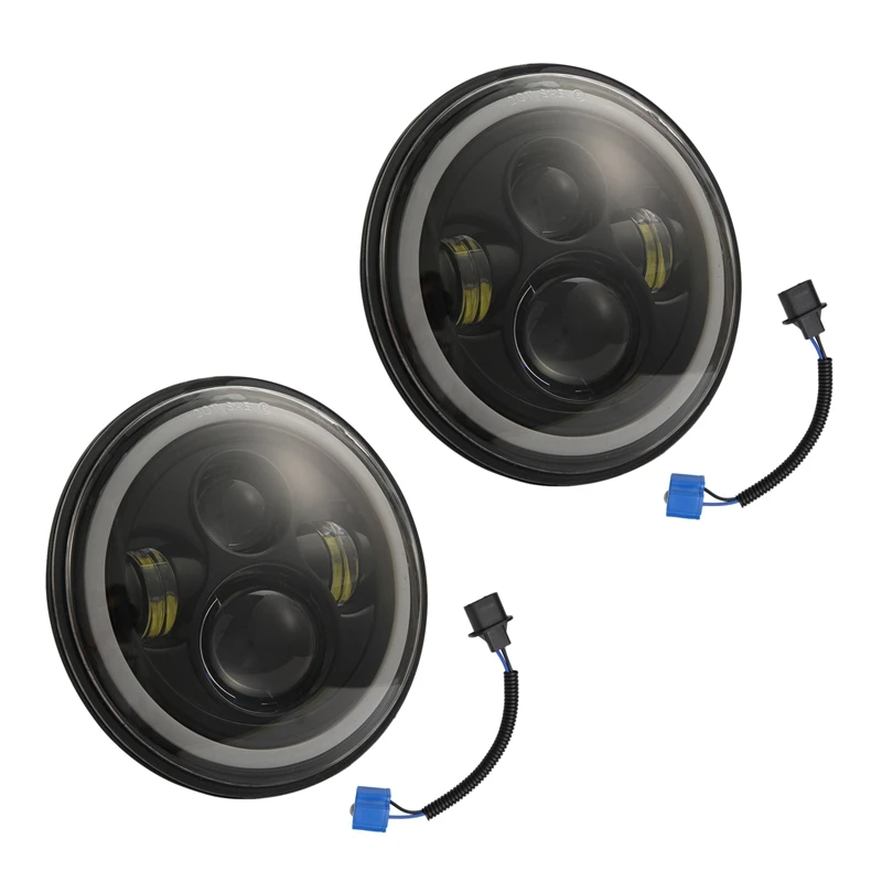 

2X 7 Inch 140W Round LED Headlight High Low Beam with Halo Ring Angel Eyes for Jeep Wrangler Jk Tj Lj Cj Car Accessories