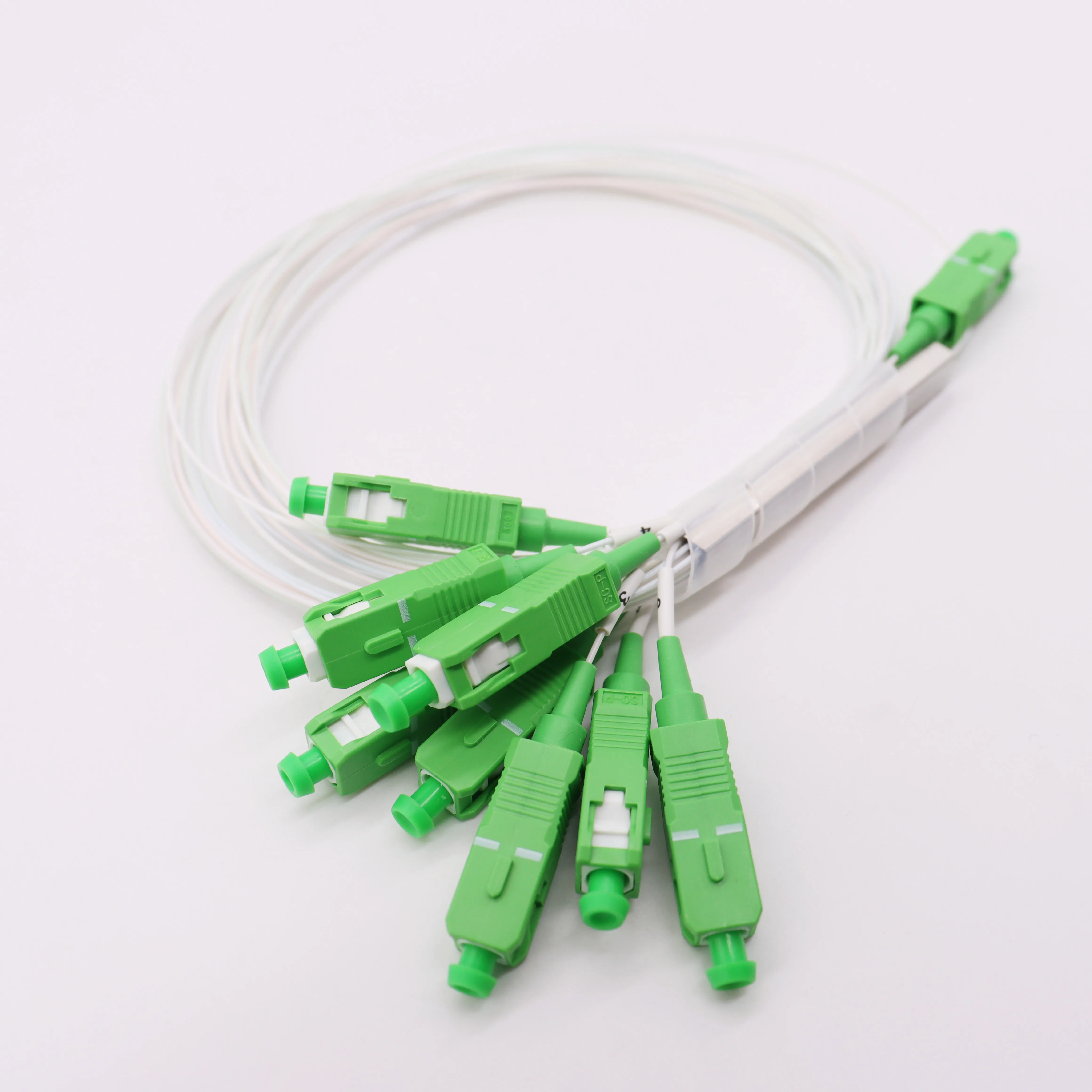 10pcs  1X8 PLC Splitter 0.9mm Steel Tube 1m Fiber Optic splitter FTTH Optical fiber Connector 1*8 SC APC Free Shipping