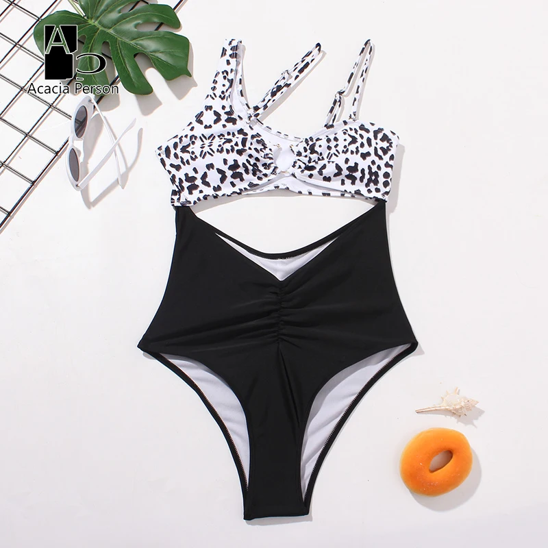 

Слитный купальник с вырезами, женский купальный костюм с пуш-ап, купальный костюм, пляжная одежда с лямкой на шее, монокини, слитный купальни...