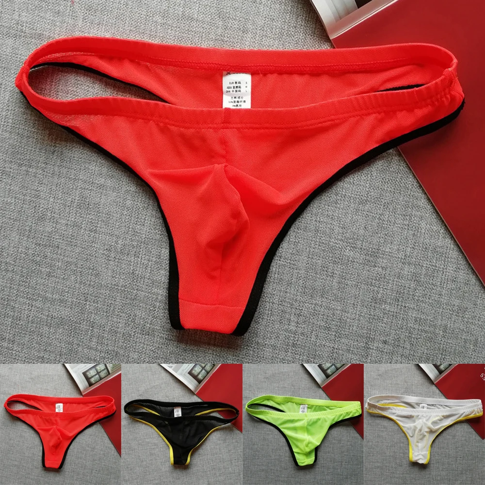 

Men Sexy Low Waist Transparent Ultra-thin Breathable Thong Briefs Underwear Sexy Mesh Men's Underwear Thong