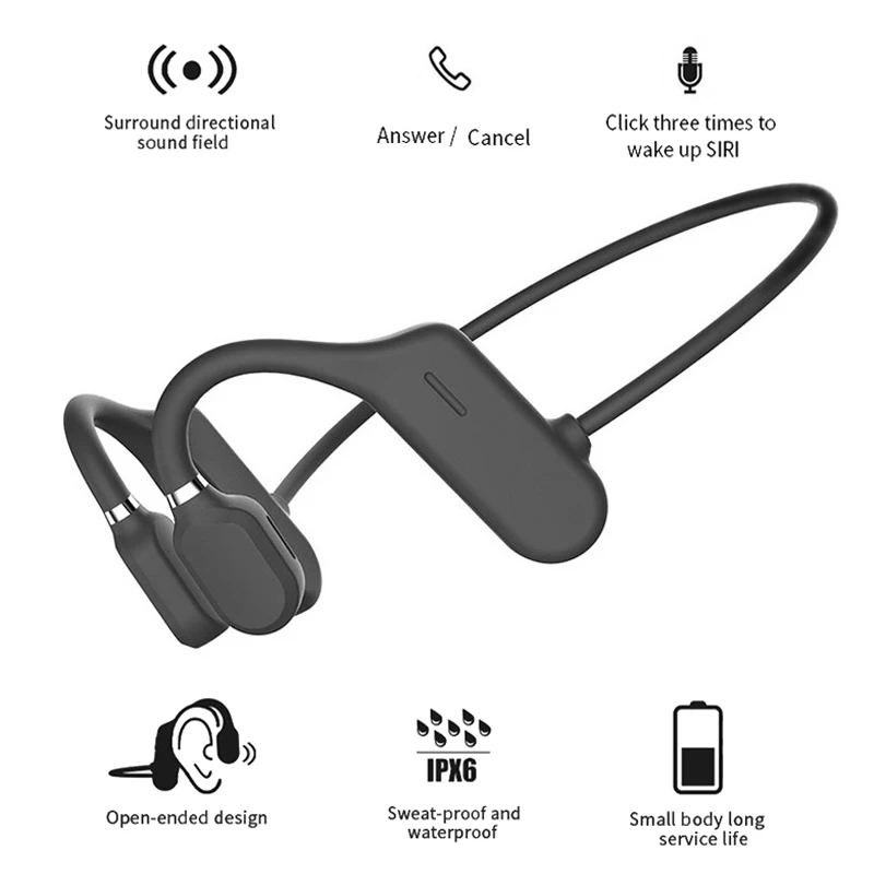 

Bluetooth 5,1 наушники с костной проводимостью, водонепроницаемые беспроводные наушники с открытым ухом, спортивный легкий вес, Heaset для телефона ...