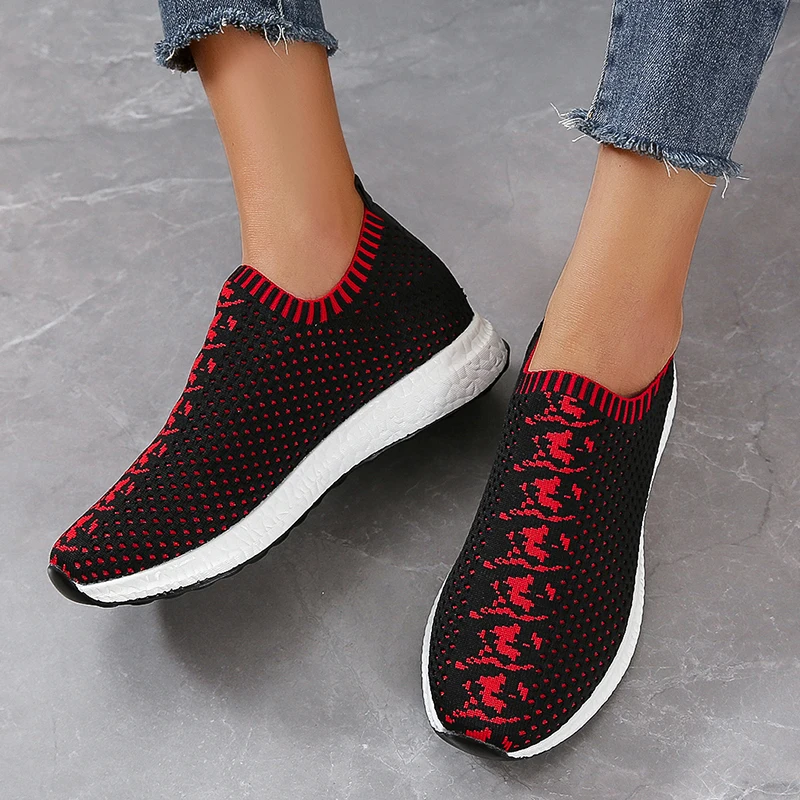 

Summer Mesh Women's Vulcanized Shoes Slip On Women Sneakers Flats Shoes Breathable Ladies Loafers Walking Shoes Zapatillas Mujer
