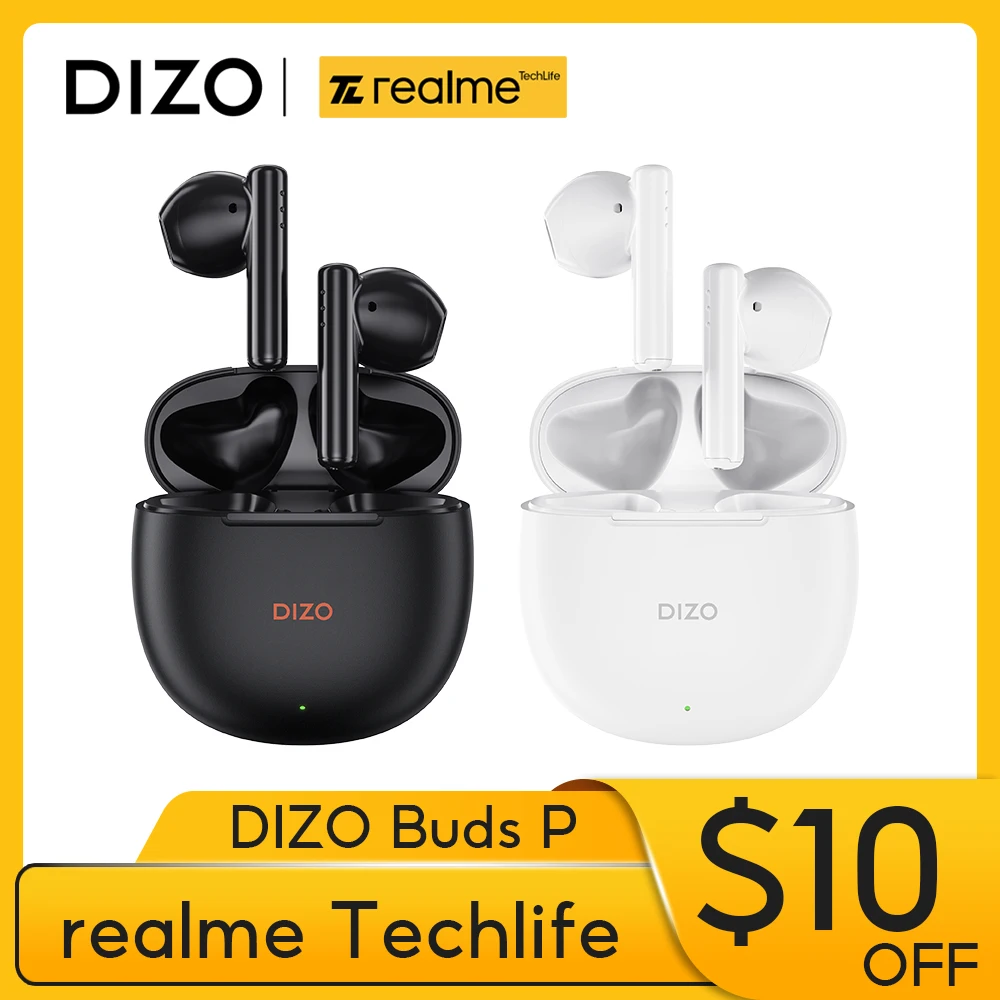 

realme Techlife DIZO Buds P TWS Bluetooth Earphone Bluetooth 5.3 40 Hours Playback Sports Waterproof Wireless Earbuds Headphones