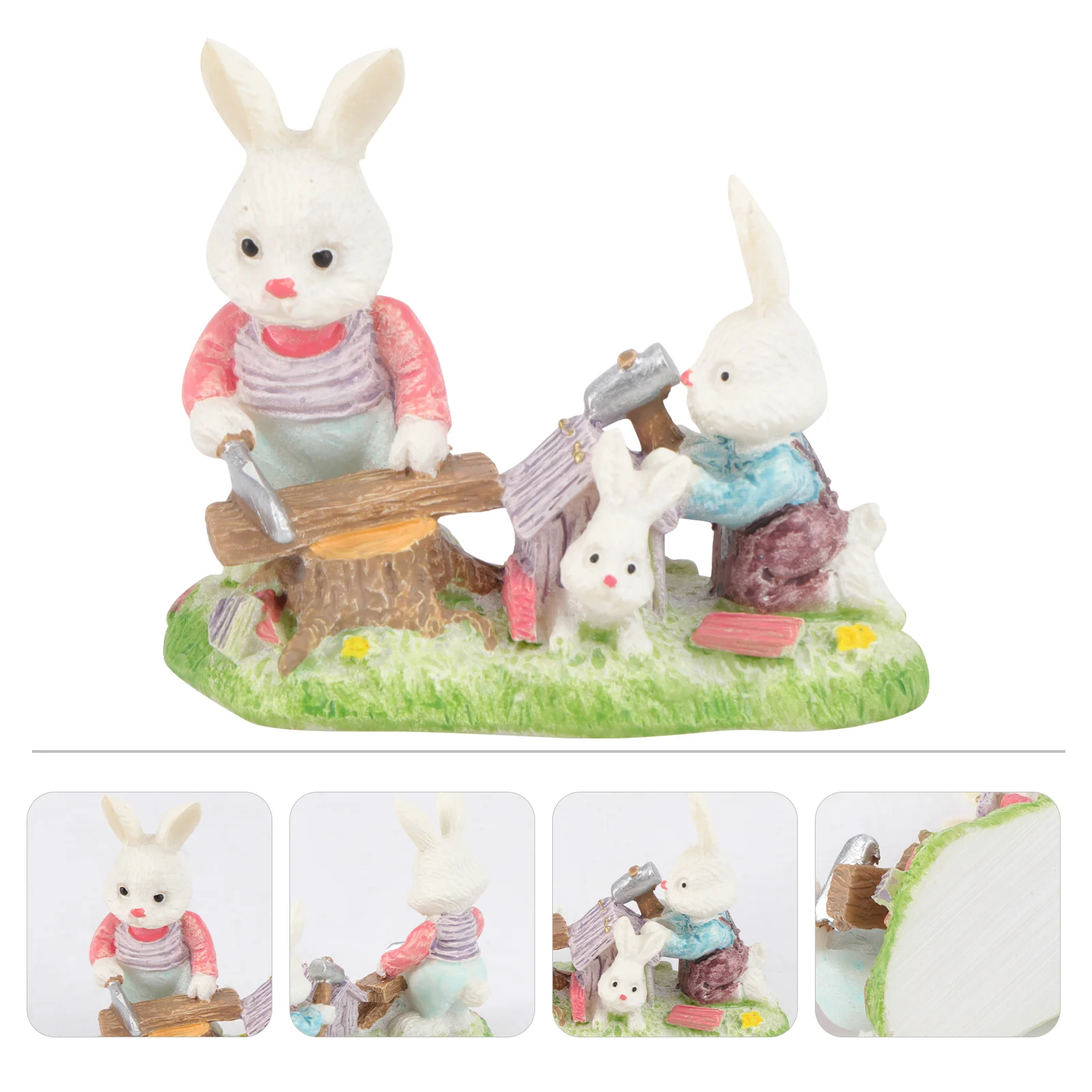 

Miniature Ornament Figurines Landscape Figure Mini Succulent Figurine Bunny Playset Collection Animal Landscaping Statue Action