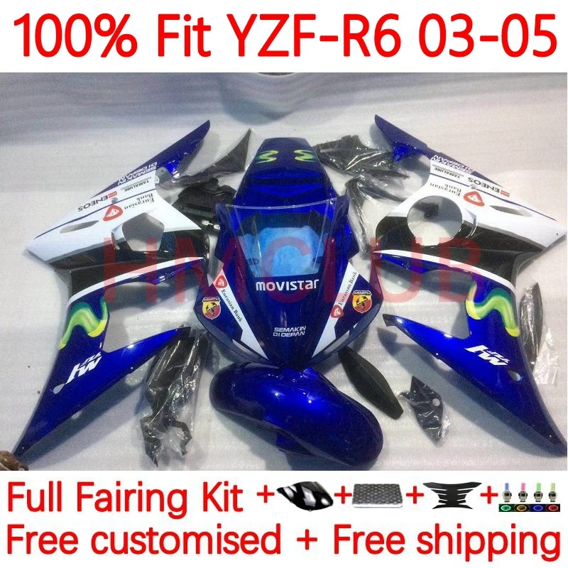 

Инъекционный корпус для YAMAHA YZF-R6 YZF600 YZF R6 600 R 6 CC YZFR6 2003 2004 2005 YZF-600 03 04 05 OEM обтекатель 9No.25 Movistar Blue
