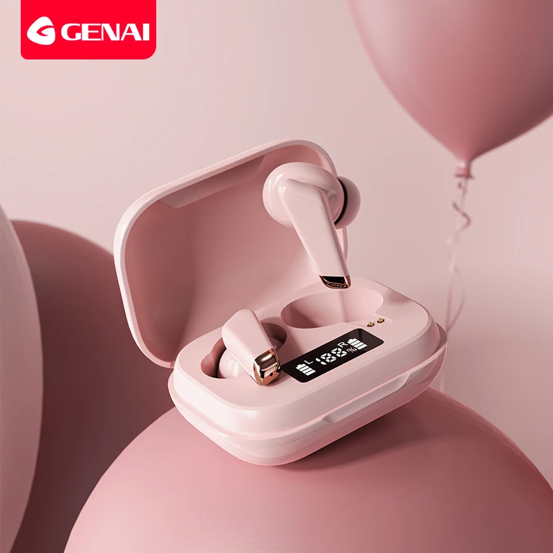 

Genai True Wireless Earphones Bluetooth Earbuds TWS Tap Control Stereo In Ear Headphones with Digital Intelligence LED Display
