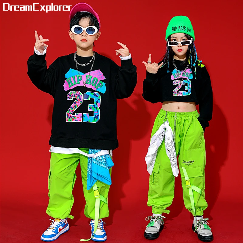 Свитшот для мальчиков и девочек однотонные брюки-карго в стиле хип-хоп короткий