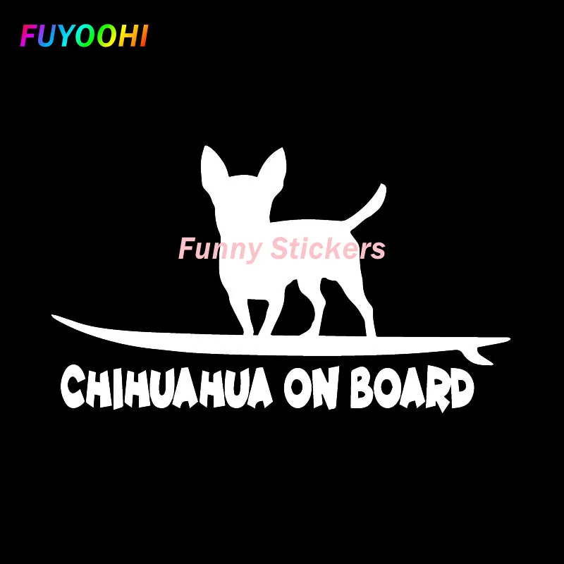 

FUYOOHI Funny Stickers Exterior Accessories Vinyl Car Sticker Chihuahua on Board Funny Dog Breed Car Window Decal Black/white