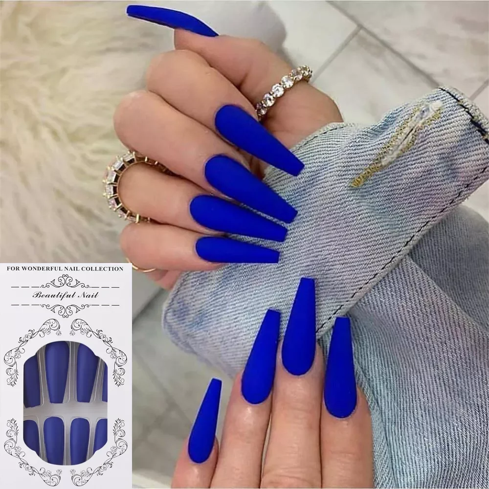 

NEW2023 European Ballerina Detachable Long Coffin Fake Nails Stiletto Full Nails Nail Tips Colorful Artificial Fake Nail