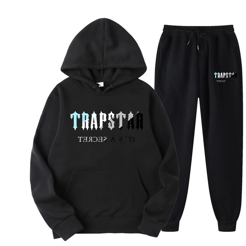 Trapstar Printed Men's Sportswear, Hooded Sweatshirt and Pants Set, Loose, Warm, 15 Colors, Sportswear, Jogging Pants, 2022 New