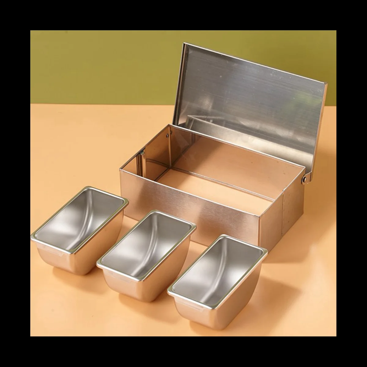 

4 Section Seasoning Box Stainless Steel Ingredients Box Cheese Sauce Salt Sugar Box Spice Jar Baking Tool