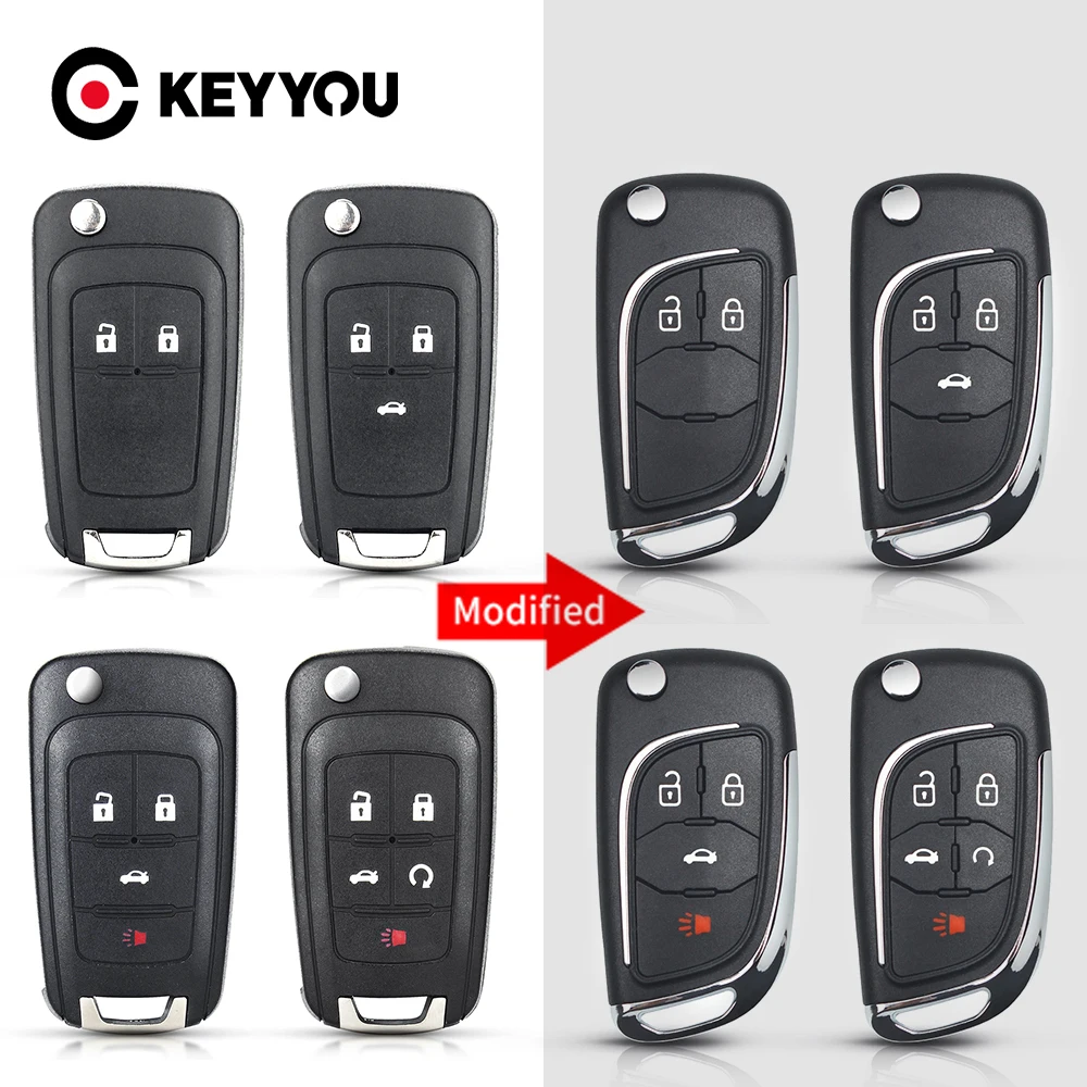 

KEYYOU 200pcs For Chevrolet Lova Aveo Cruze For Opel Vauxhall Insignia Astra Mokka For Buick Flip Remote Car Key Shell Case